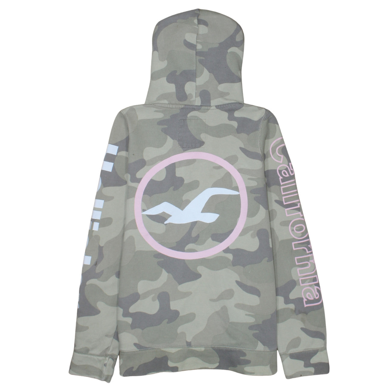 Hollister Women's Camouflage Pullover Hoodie Green Small
