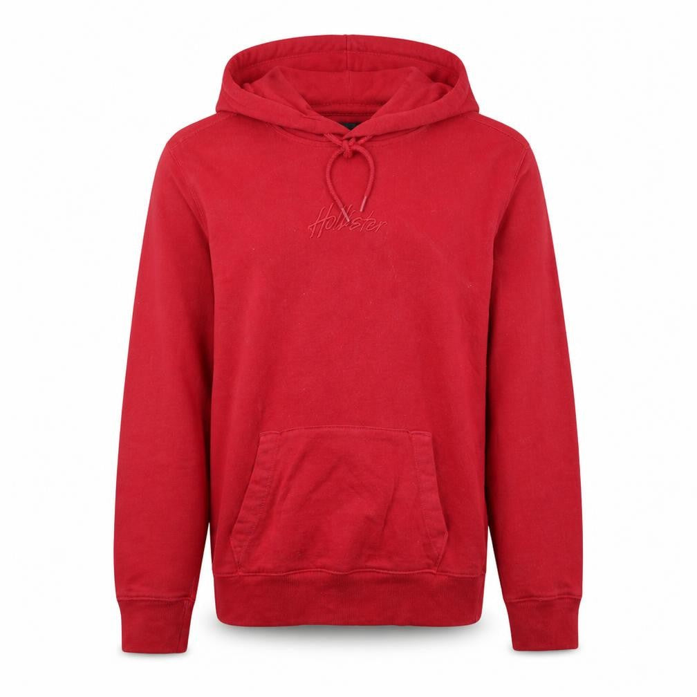 Hollister Mens Red XS Pullover Hoodie Logo Knit Cotton Blend