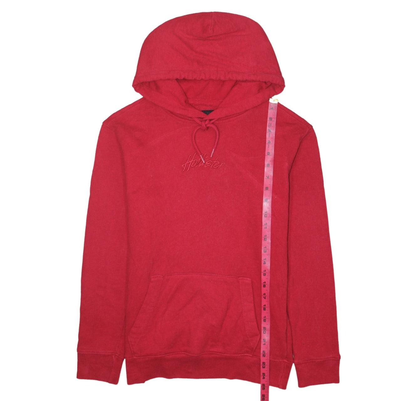 Hollister Mens Red XS Pullover Hoodie Logo Knit Cotton Blend