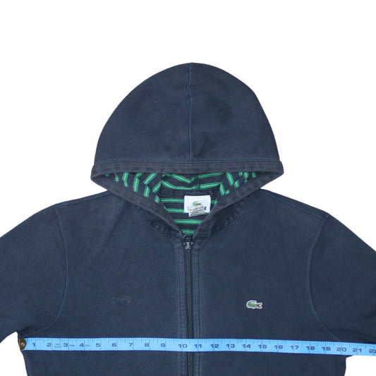 Lacoste Men’s Blue Full Zip Hoodie Size S Logo Embroidered Cotton