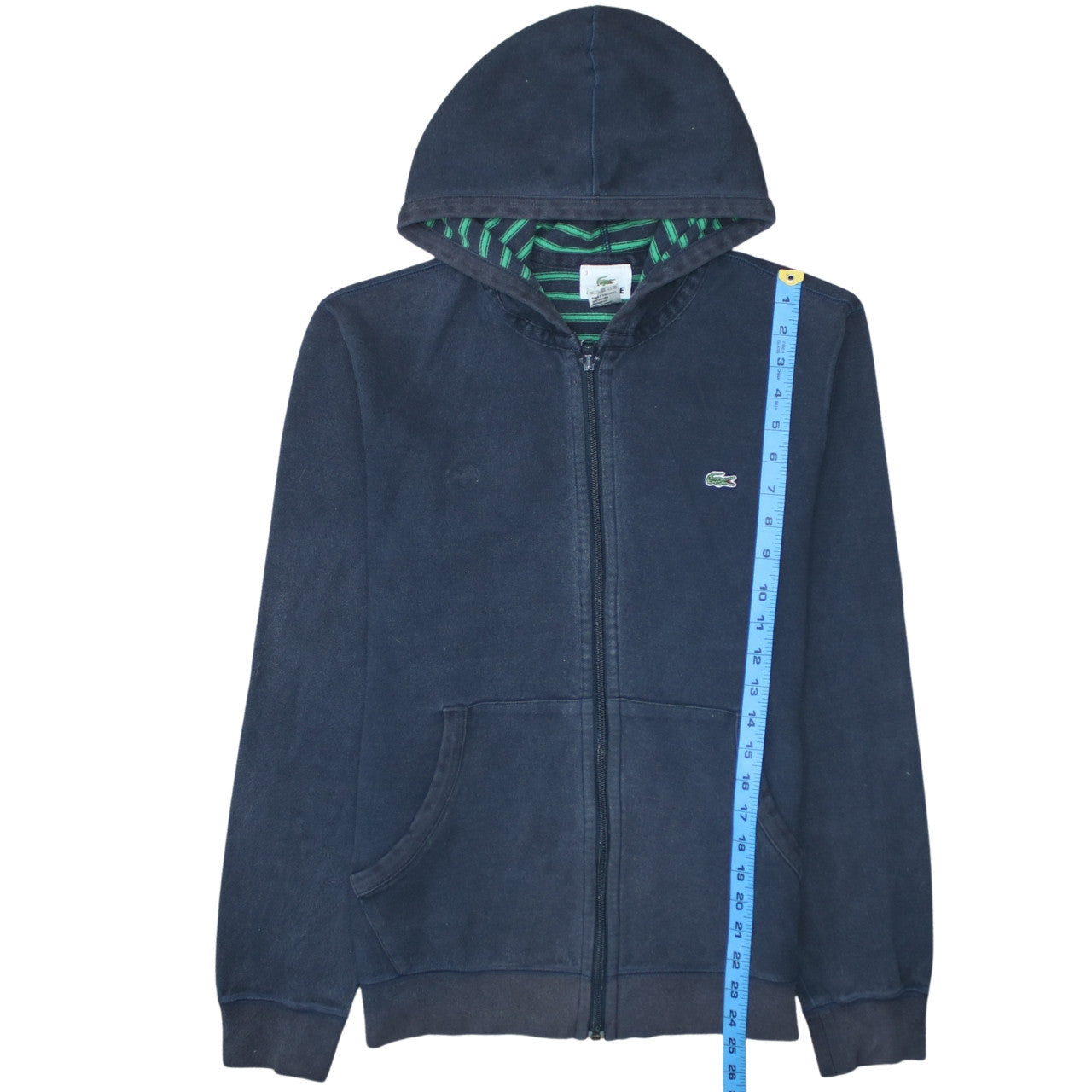 Lacoste Men’s Blue Full Zip Hoodie Size S Logo Embroidered Cotton
