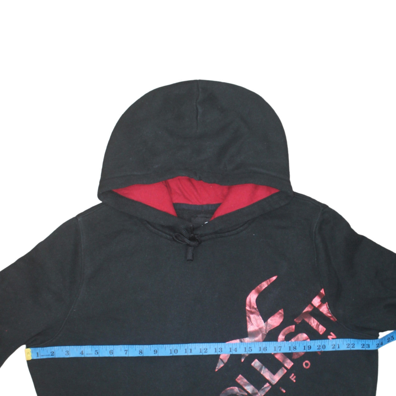 Hollister Men’s Black Pullover Hoodie L Graphic Logo Fleece