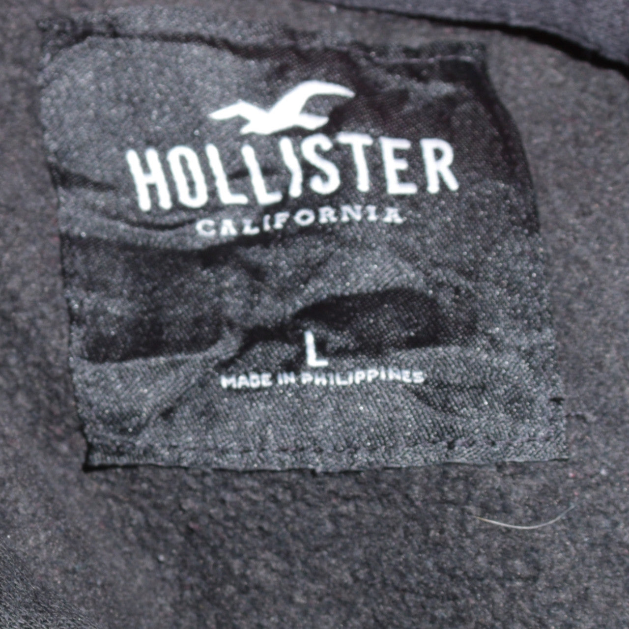 Hollister Men’s Black Pullover Hoodie L Graphic Logo Fleece