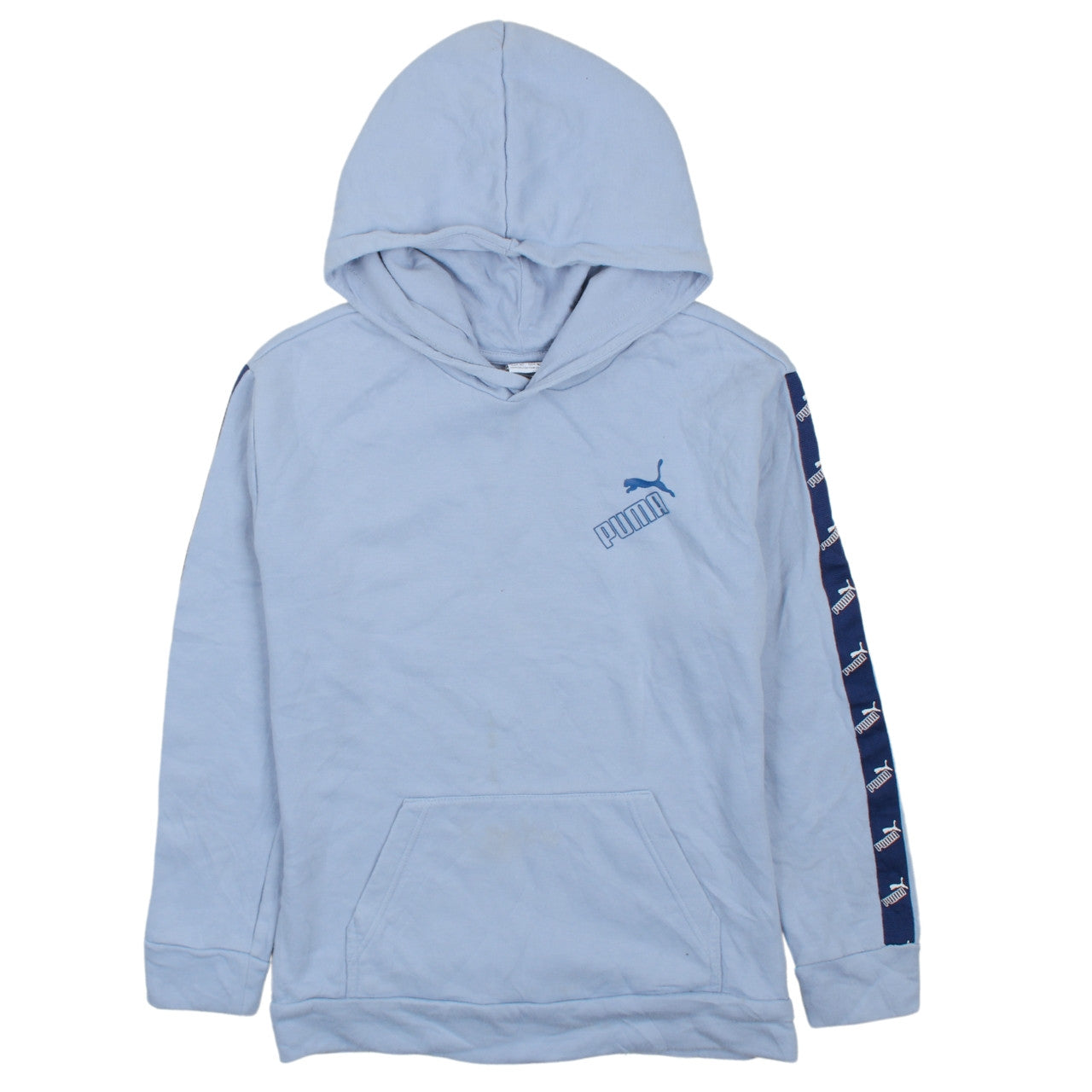 Puma Teens Blue Pullover Hoodie with Logo Tape Detail Size L 14-16