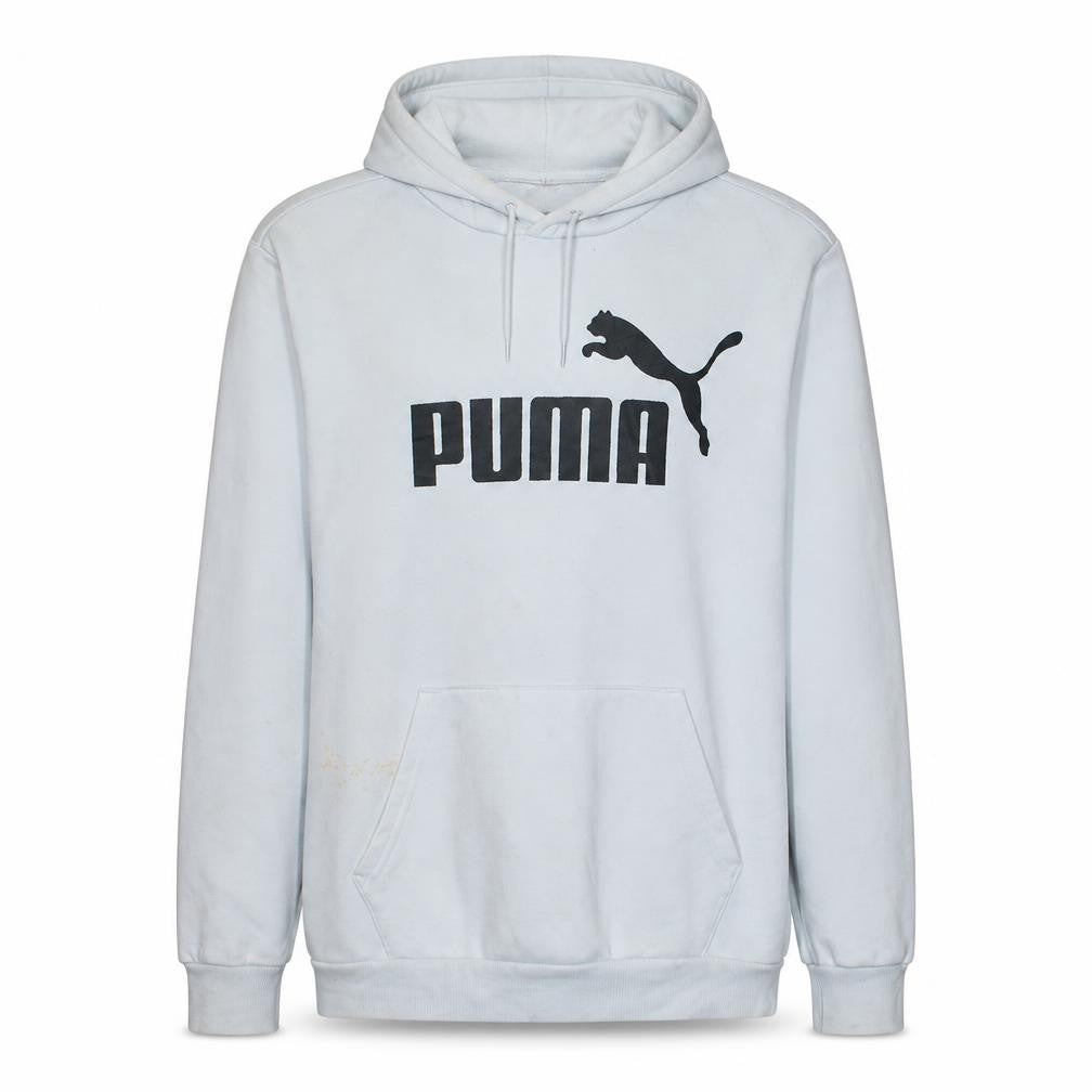 Front view of Puma Men's White XL Pullover Hoodie Graphic Logo Sweatshirt