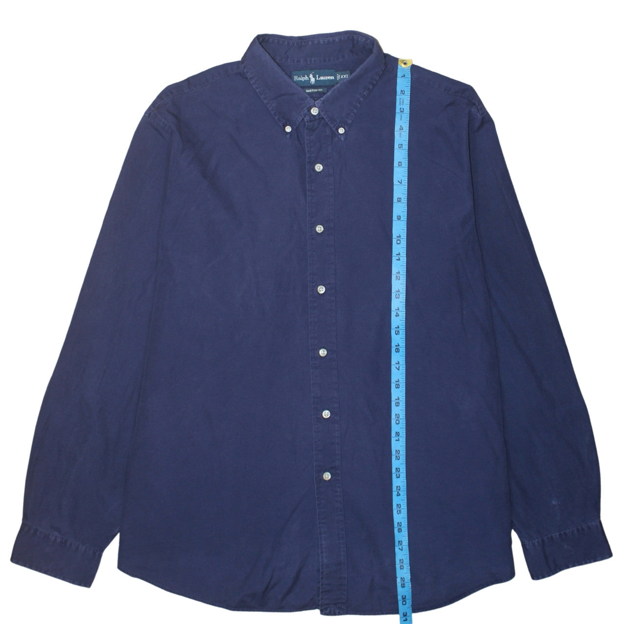 Ralph Lauren Men's Blue 2XL Slim Fit Button-Down Cotton Shirt