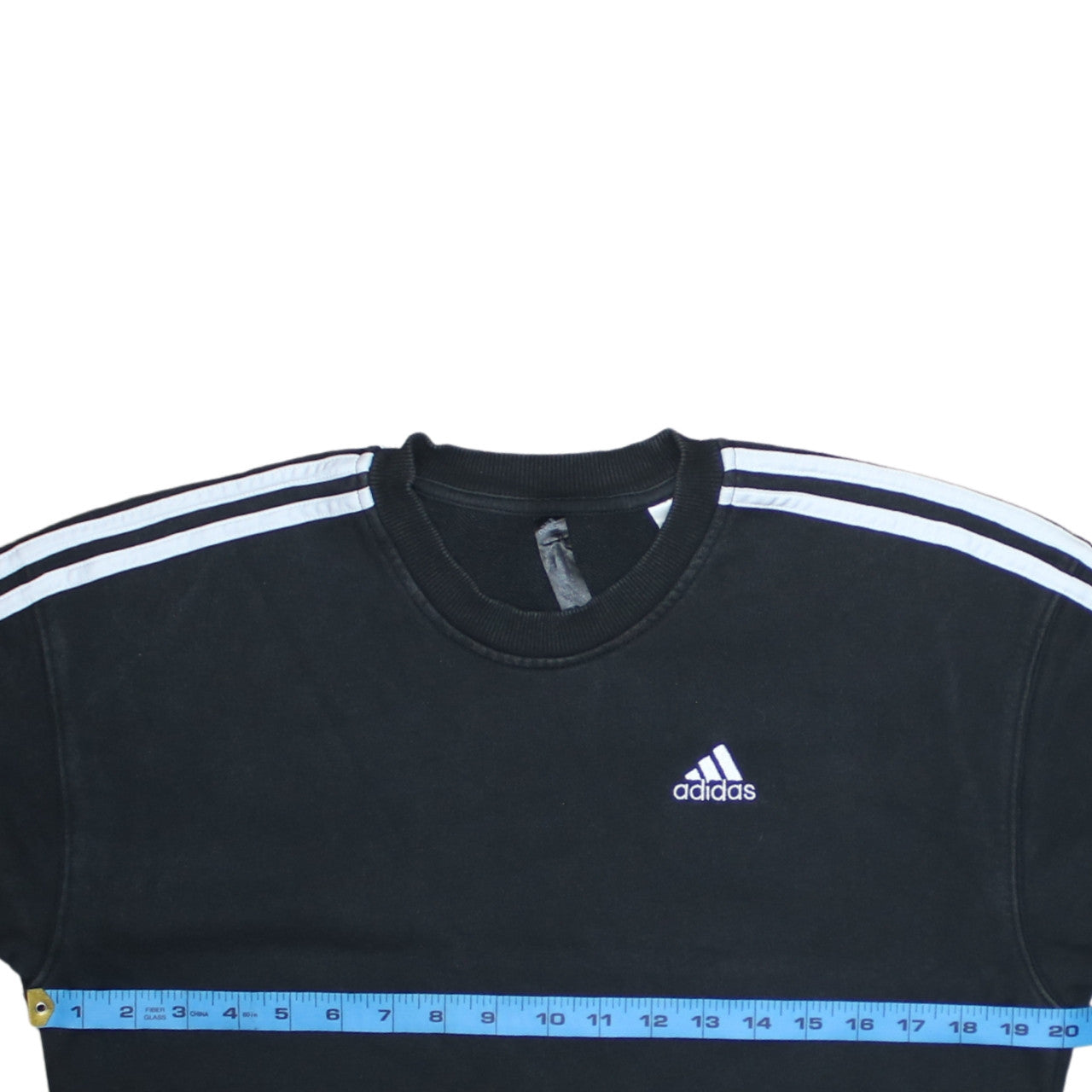 Adidas Women Black XS Pullover Sweatshirt Crew Neck 3-Stripe Detail