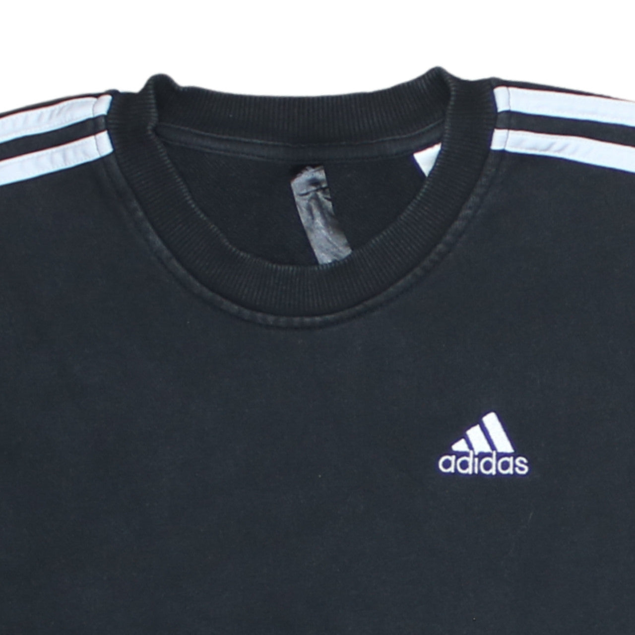 Adidas Women Black XS Pullover Sweatshirt Crew Neck 3-Stripe Detail