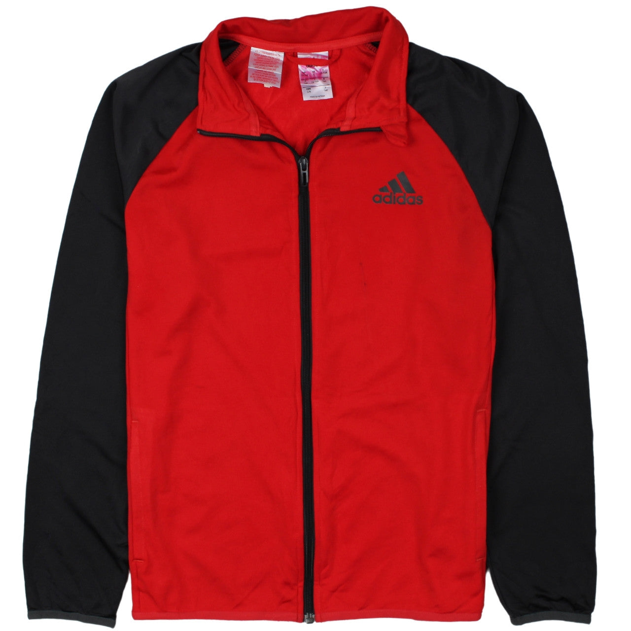 Adidas Boys Red Black Track Jacket 13-14 Years Full Zip Sportswear