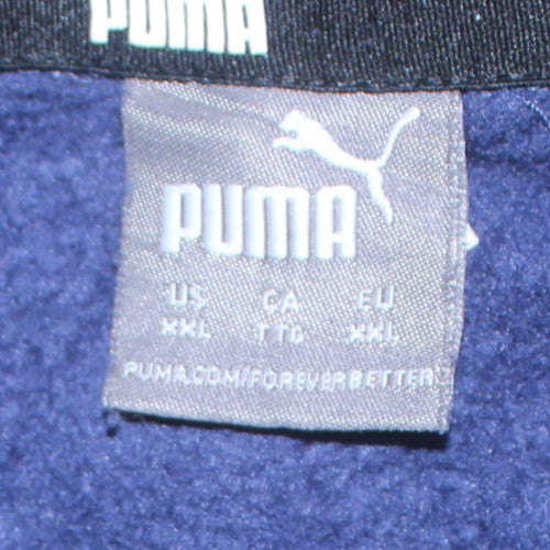 Puma Men's Blue 2XL Pullover Hoodie with Logo Print