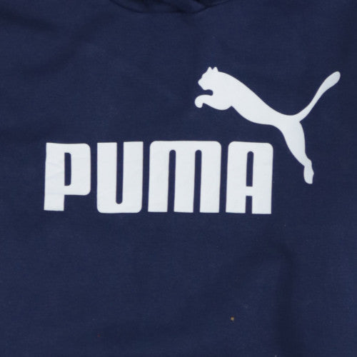 Puma Men's Blue 2XL Pullover Hoodie with Logo Print