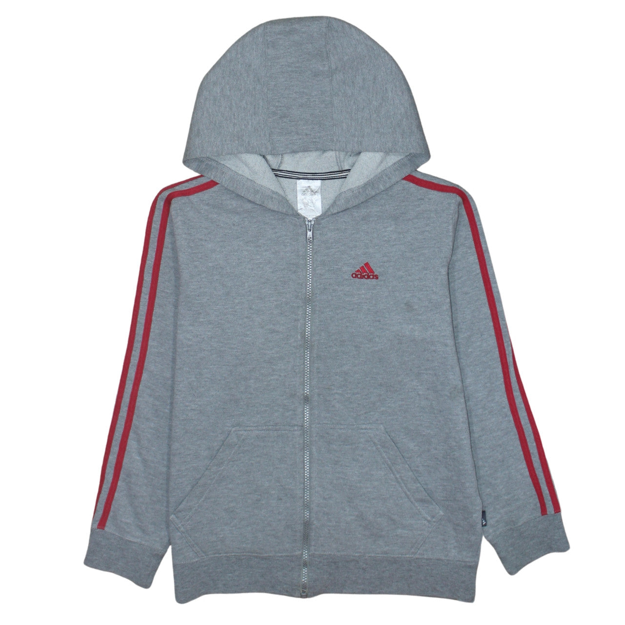 Adidas Boys Grey Full Zip Hoodie Size 10 Years Classic Sportswear