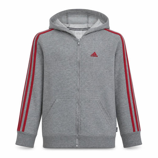Adidas Boys Grey Full Zip Hoodie Size 10 Years Classic Sportswear