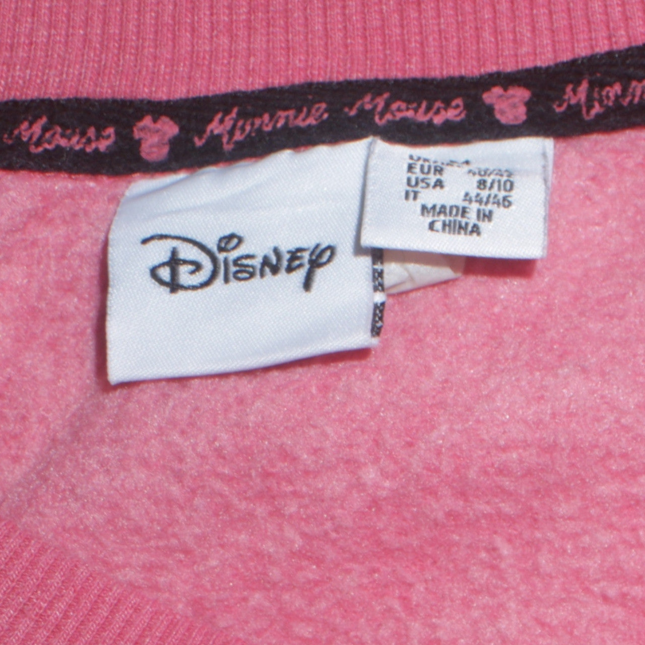 Disney Women Pink Minnie Mouse Sweatshirt UK 12 Crew Neck Pullover