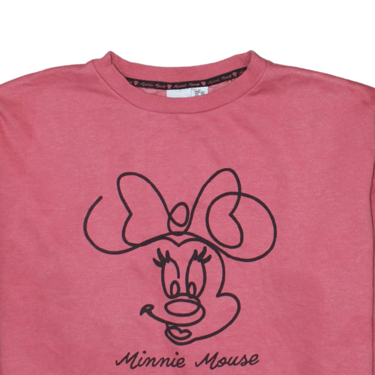 Disney Women Pink Minnie Mouse Sweatshirt UK 12 Crew Neck Pullover