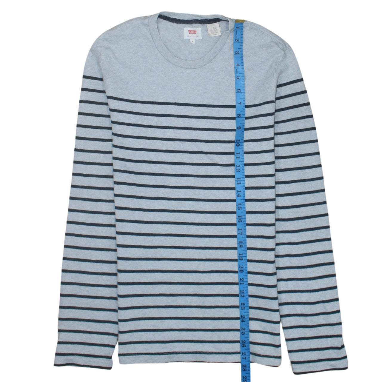 Levi's Men's Grey Striped Long Sleeve Cotton Pullover Sweatshirt Size S