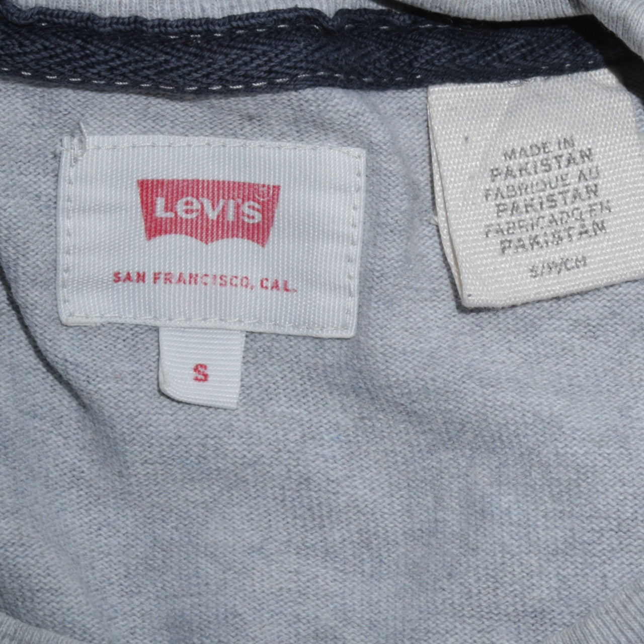 Levi's Men's Grey Striped Long Sleeve Cotton Pullover Sweatshirt Size S