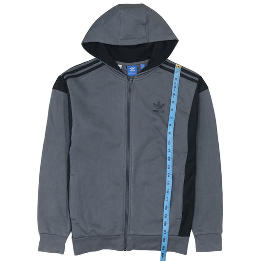 Adidas Boys Grey Full Zip Hoodie Sweatshirt Size 164 Classic Fit