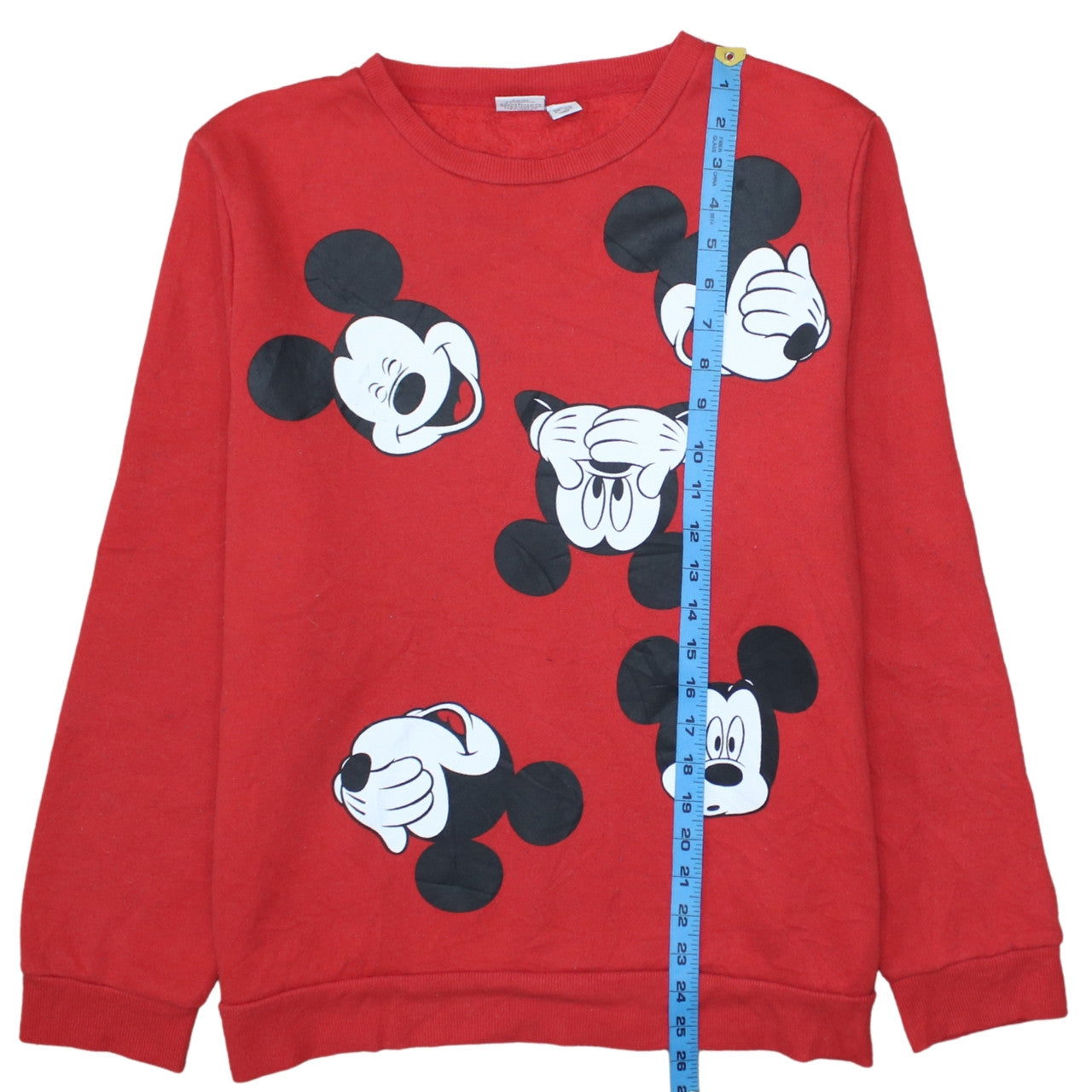 Disney Women's Red Mickey Mouse Print Pullover Sweatshirt L