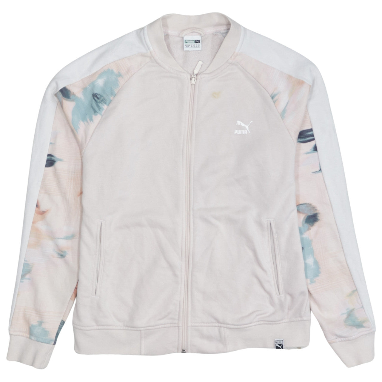 Puma Womens Beige Track Jacket Size 12 Full Zip Sports Top