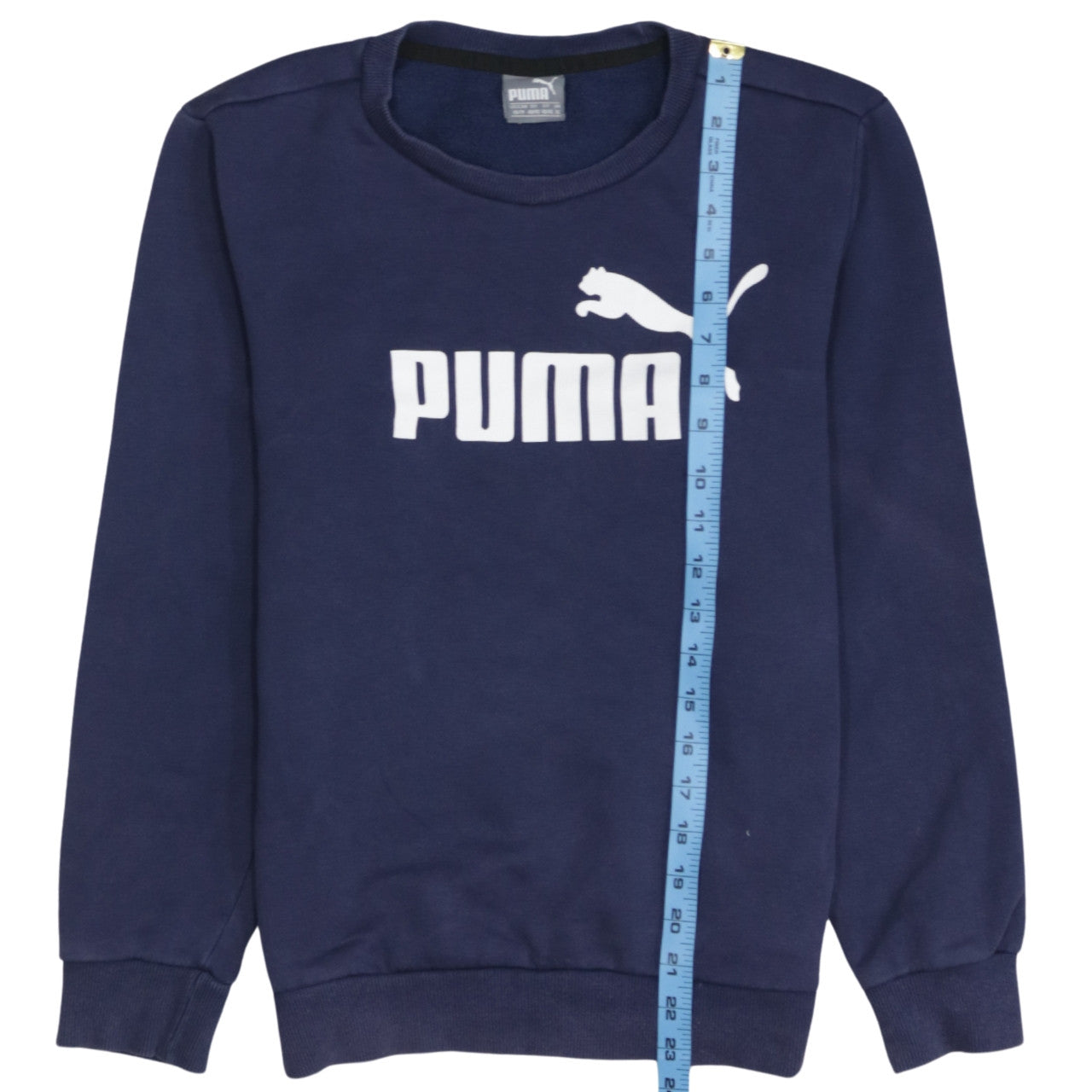 Puma Men's Blue XS Pullover Sweatshirt Crew Neck Logo Fleece