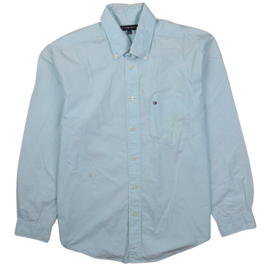Tommy Hilfiger Men's Blue Button-Down Long Sleeve Cotton Shirt M