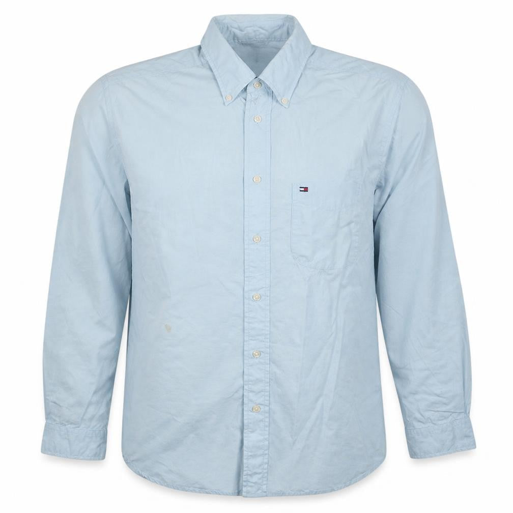 Tommy Hilfiger Men's Blue Button-Down Long Sleeve Cotton Shirt M
