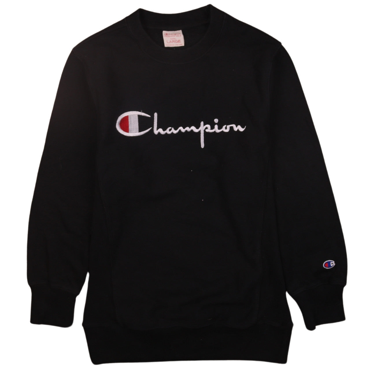Champion Men's Black Crew Neck Pullover Sweatshirt L