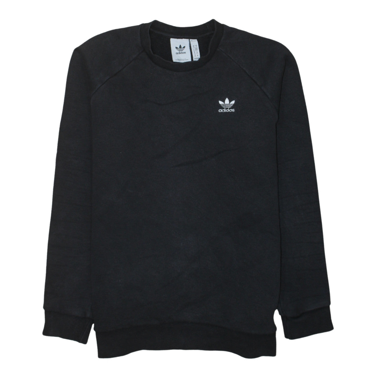 Adidas Men Black Crew Neck Pullover Sweatshirt M Regular Fit