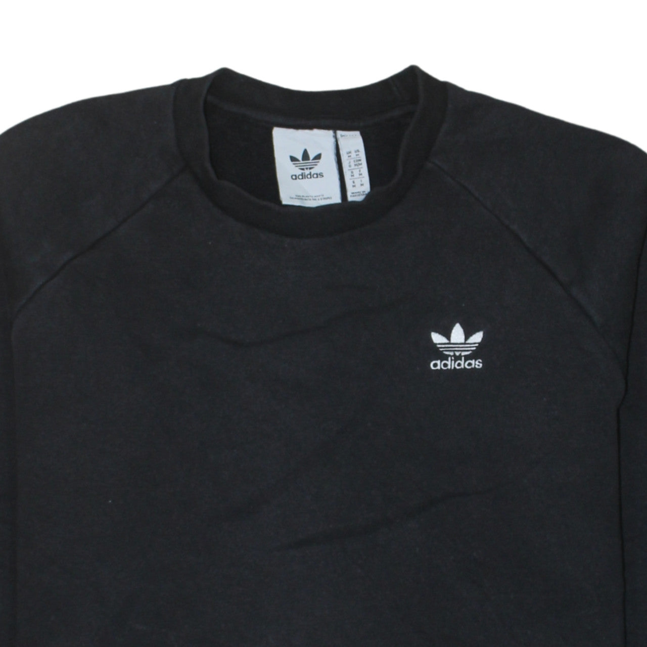 Adidas Men Black Crew Neck Pullover Sweatshirt M Regular Fit