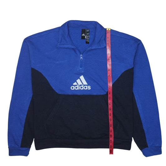 Adidas Womens Blue Colourblock 1/4 Zip Pullover Sweatshirt Size 8