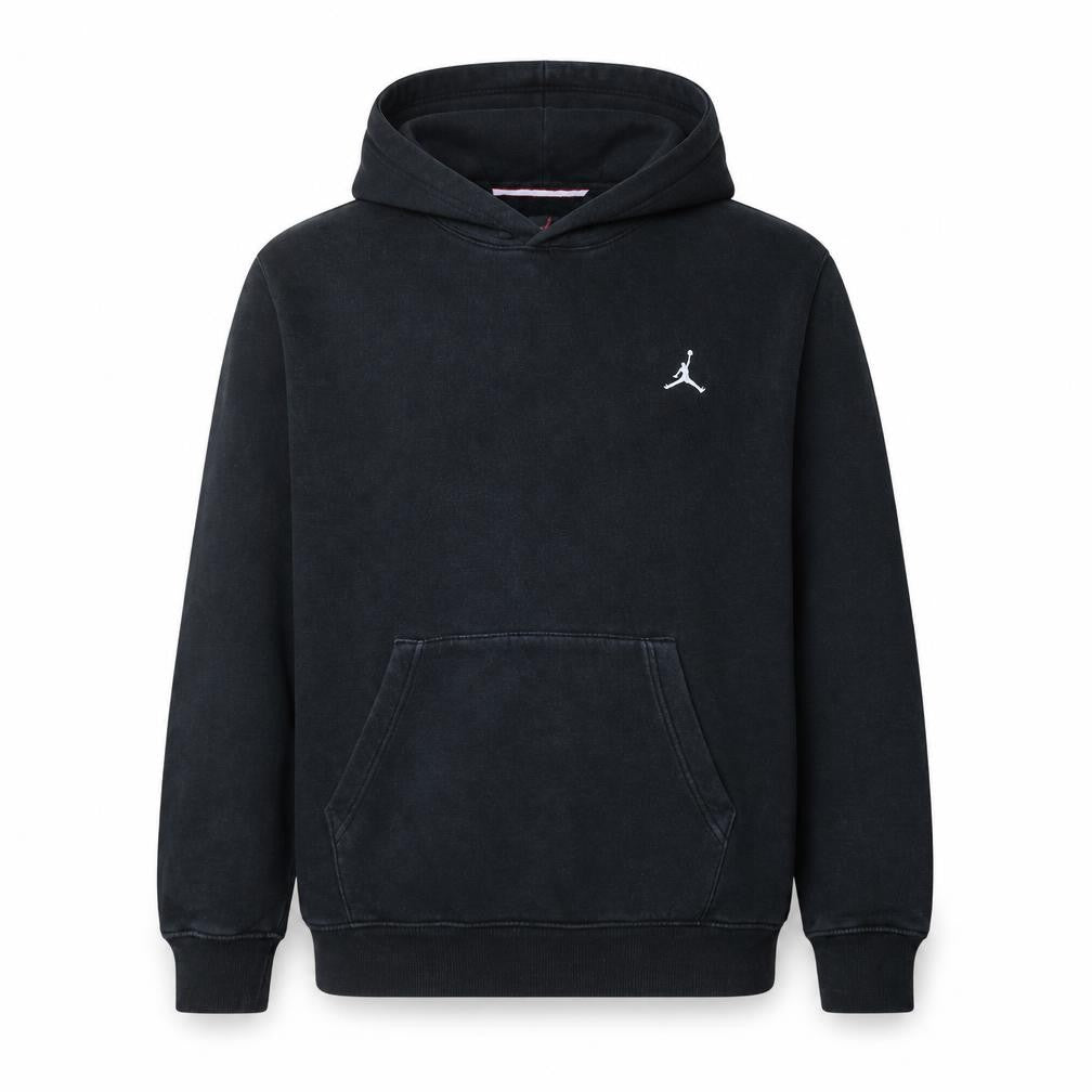 Front view of Jordan Men’s Black Pullover Hoodie Small Regular Fit Logo Fleece