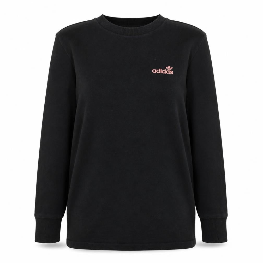 Adidas Women Black Long Sleeve Crew Neck Pullover Sweatshirt UK 8