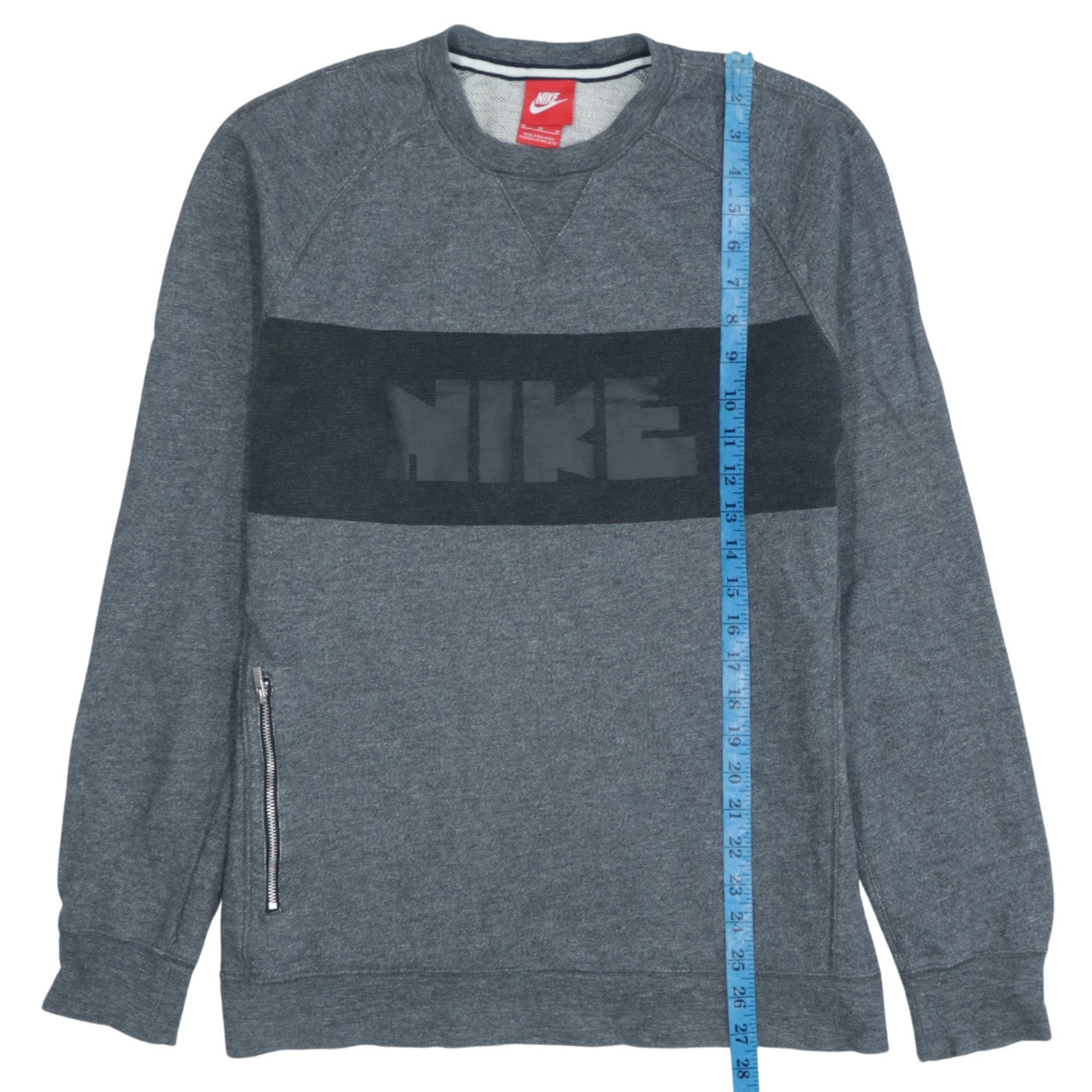 Nike Men's Grey Crew Neck Pullover Sweatshirt M Sports Logo Zip