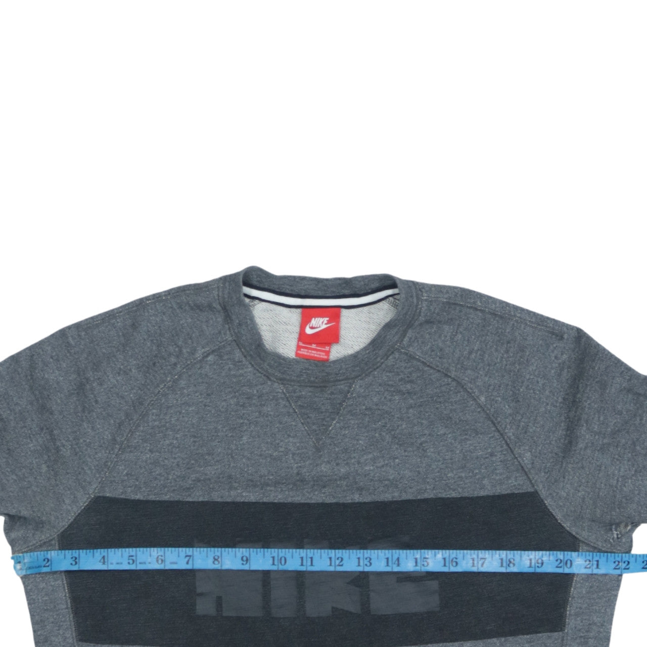 Nike Men's Grey Crew Neck Pullover Sweatshirt M Sports Logo Zip