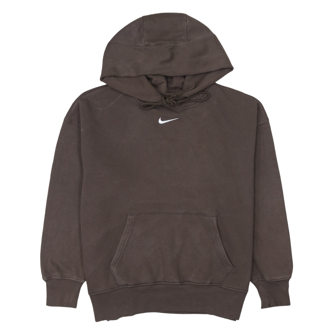Nike Women Brown Pullover Hoodie Small Cotton Blend Logo Sweatshirt