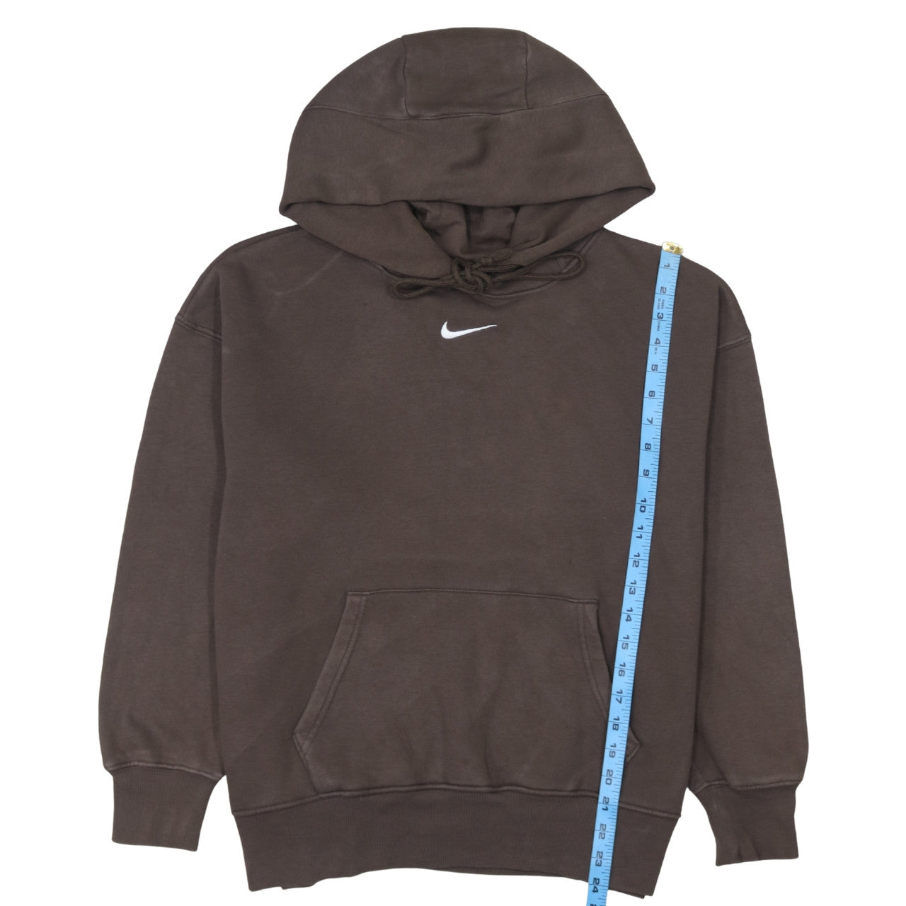 Nike Women Brown Pullover Hoodie Small Cotton Blend Logo Sweatshirt