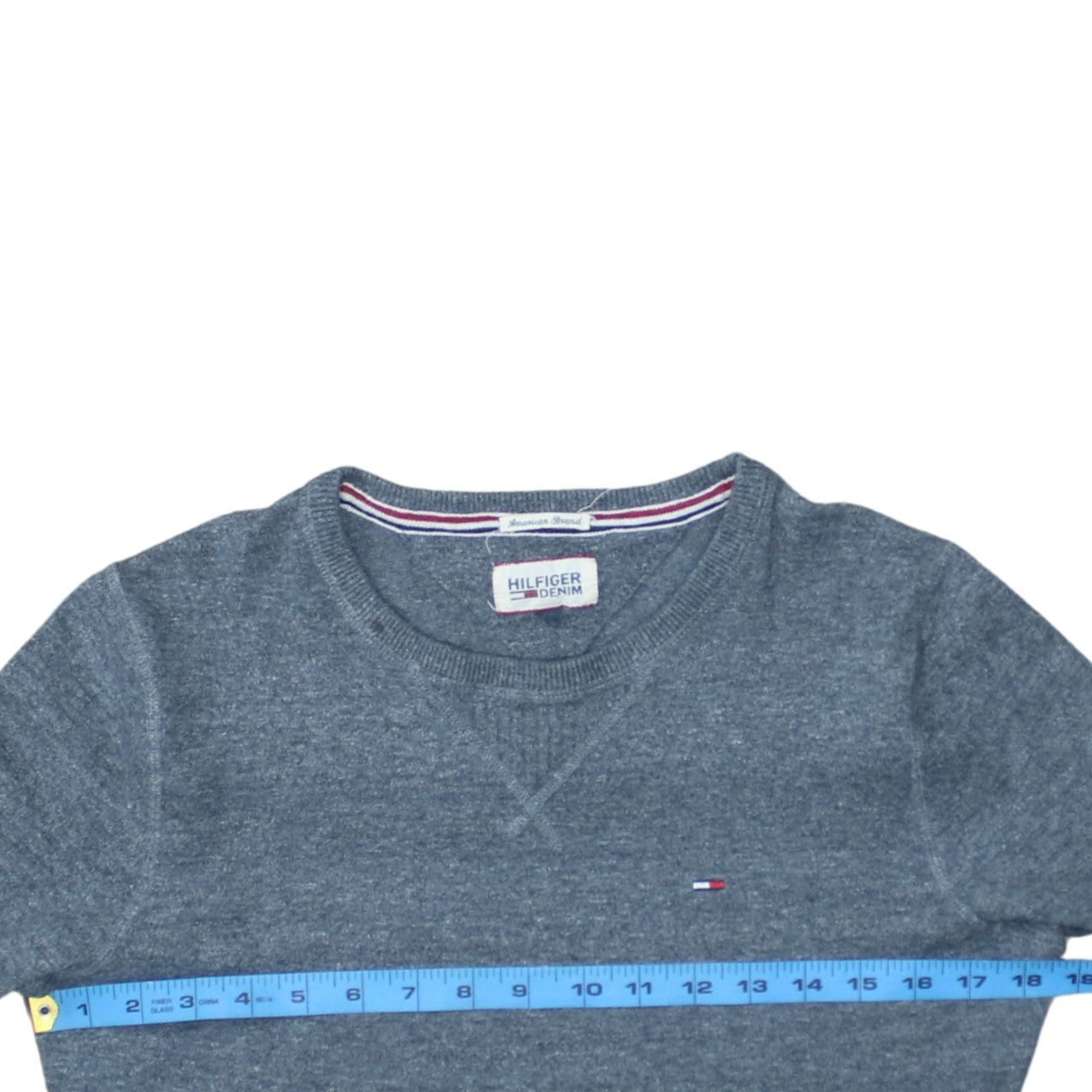 Tommy Hilfiger Men's Blue Crew Neck Cotton Knit Jumper Size S