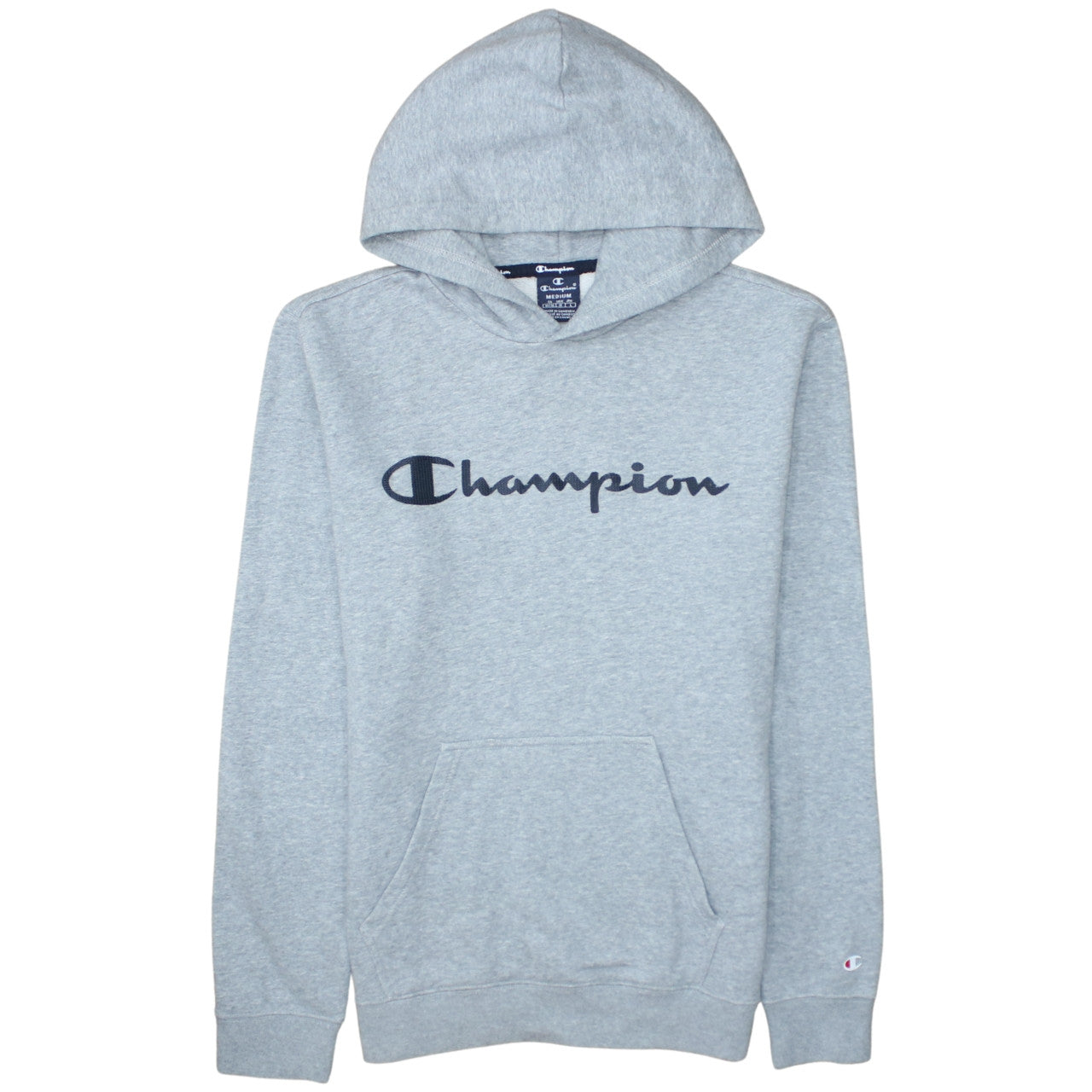 Champion Men’s Grey Pullover Hoodie Medium Logo Fleece Sweatshirt