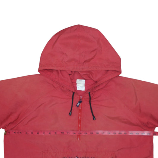 Disney Men's Red XL Mickey American Sports Hooded Anorak Jacket