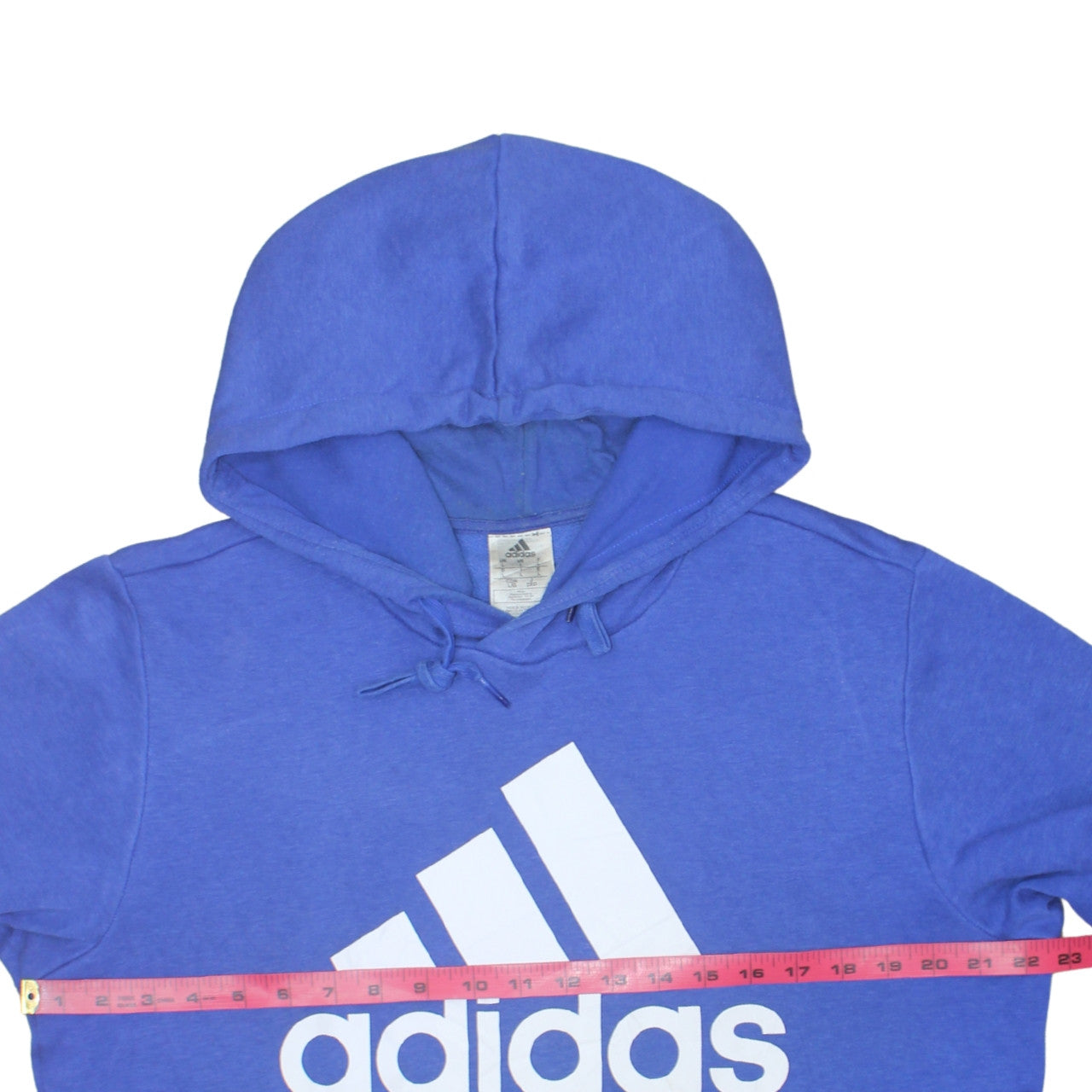 Adidas Men Blue Pullover Hoodie L Sports Logo Fleece