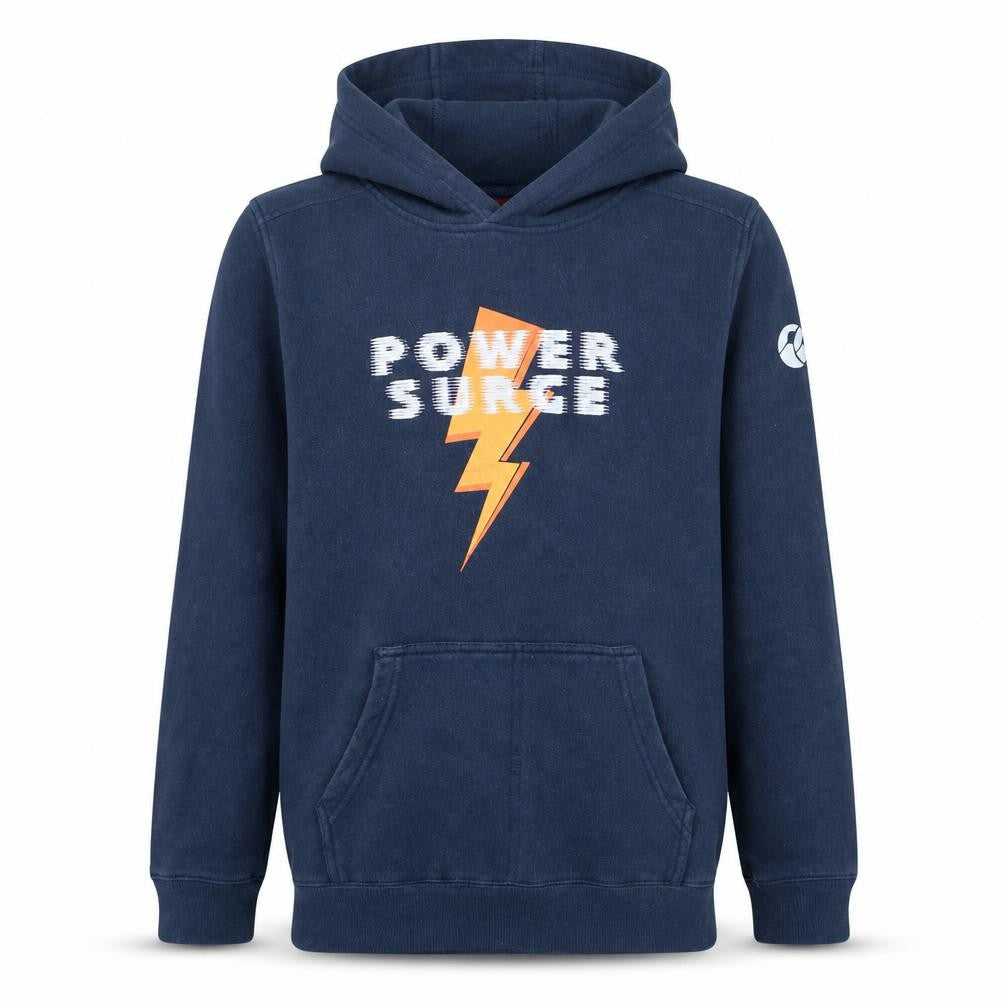 Front view of Canterbury boys’ navy blue power surge pullover hoodie 14 years