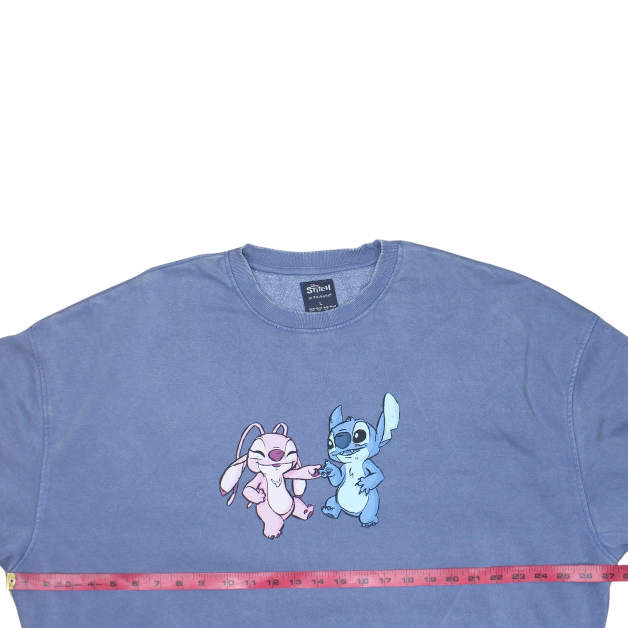Disney Stitch & Angel Blue Sweatshirt Women L Graphic Pullover Primark