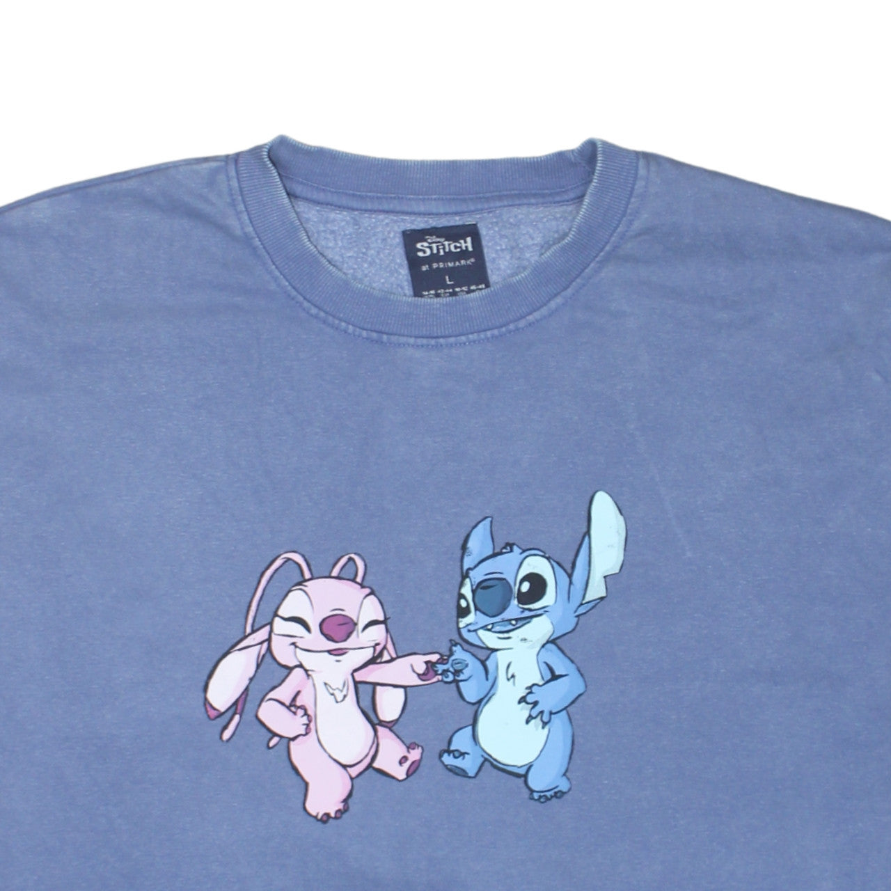 Disney Stitch & Angel Blue Sweatshirt Women L Graphic Pullover Primark