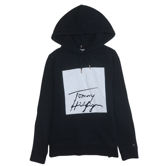 Tommy Hilfiger Men's Black Pullover Hoodie Size S Graphic Logo Sweatshirt