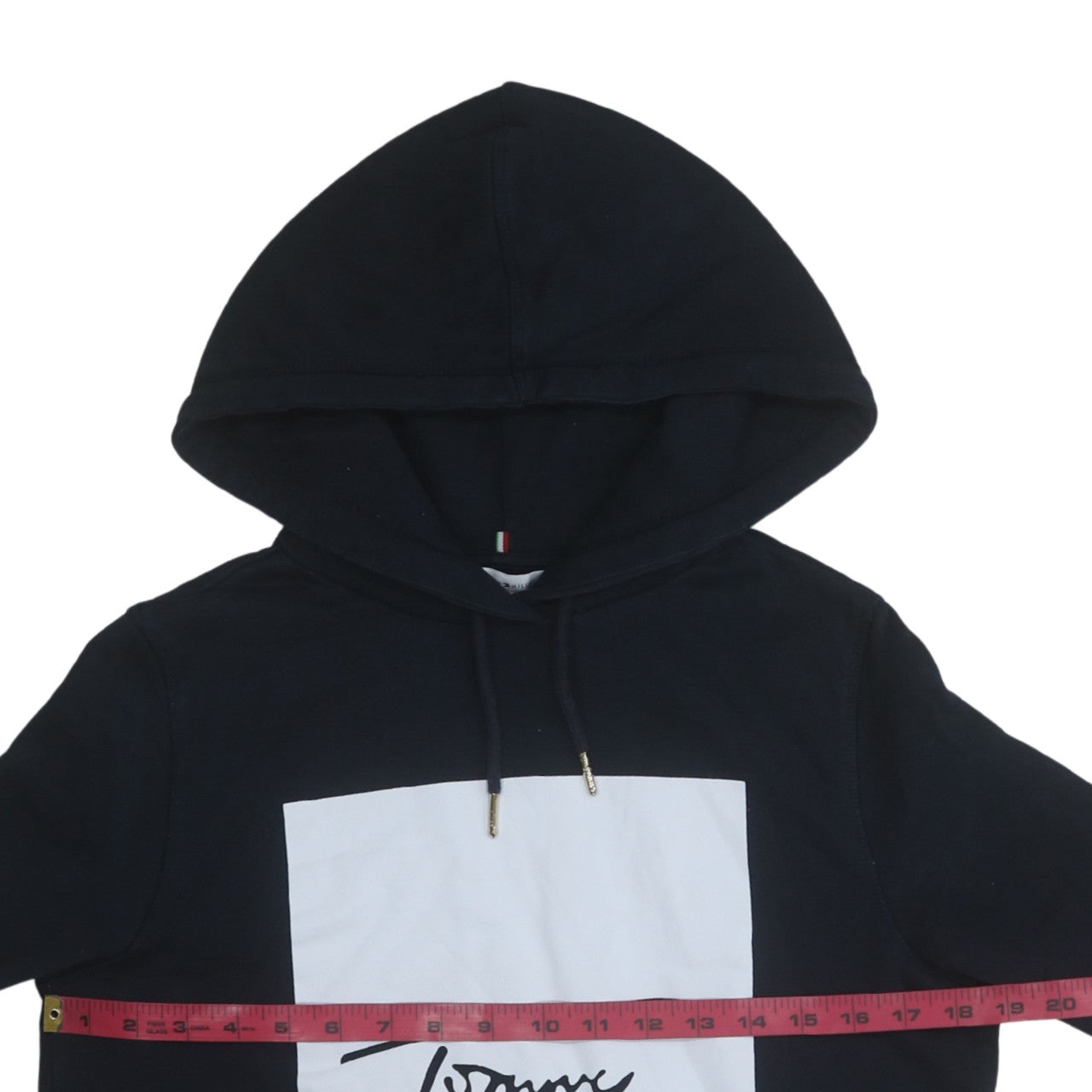 Tommy Hilfiger Men's Black Pullover Hoodie Size S Graphic Logo Sweatshirt