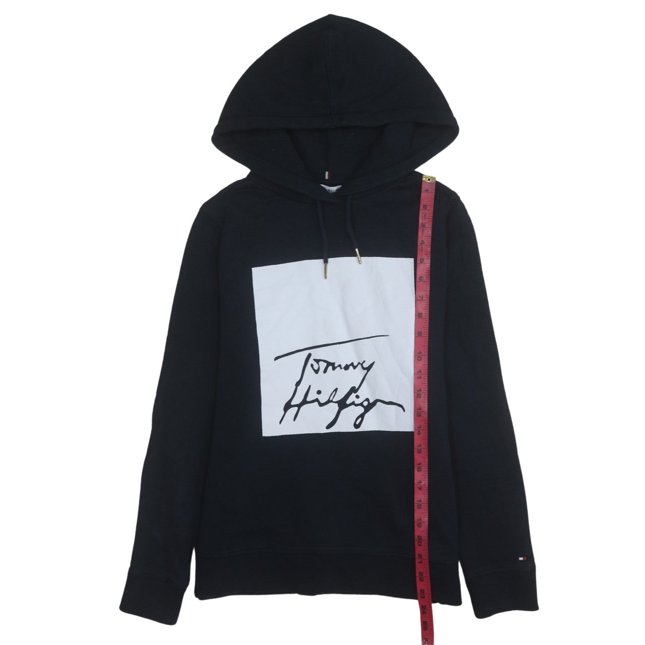 Tommy Hilfiger Men's Black Pullover Hoodie Size S Graphic Logo Sweatshirt