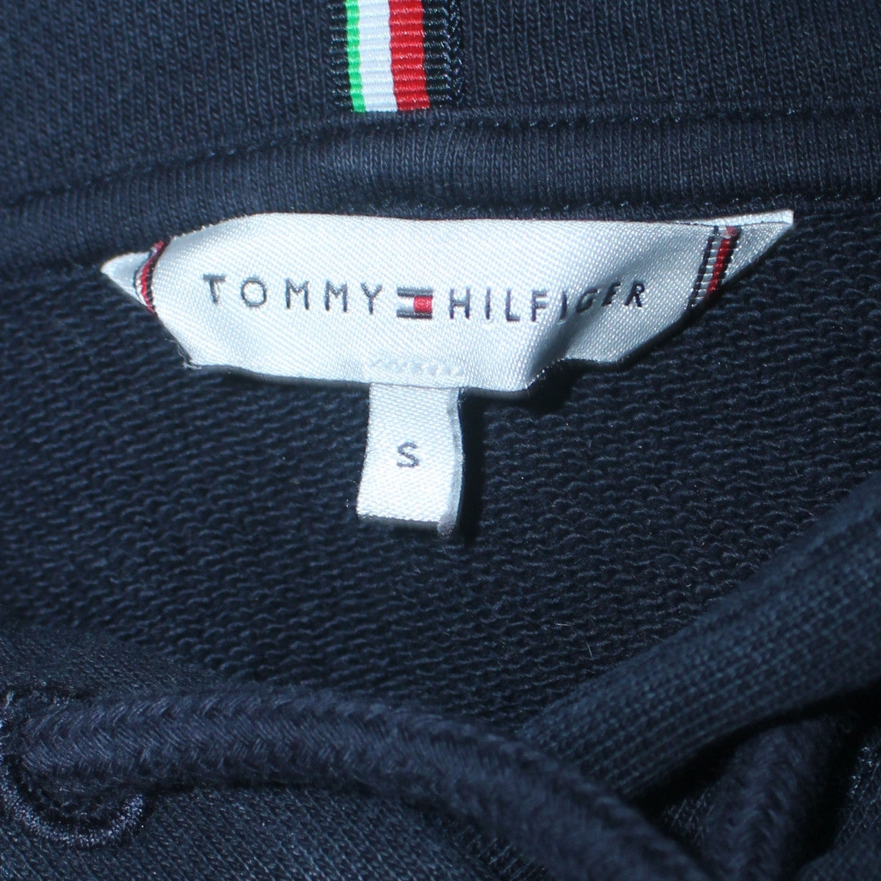 Tommy Hilfiger Men's Black Pullover Hoodie Size S Graphic Logo Sweatshirt