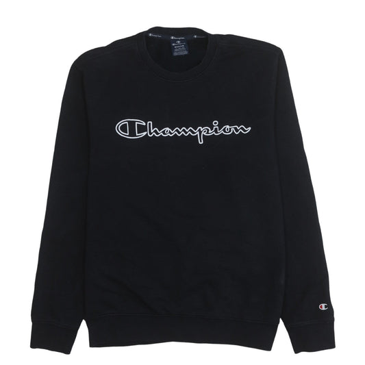 Champion Men's Black Medium Pullover Sweatshirt Logo Crew Neck