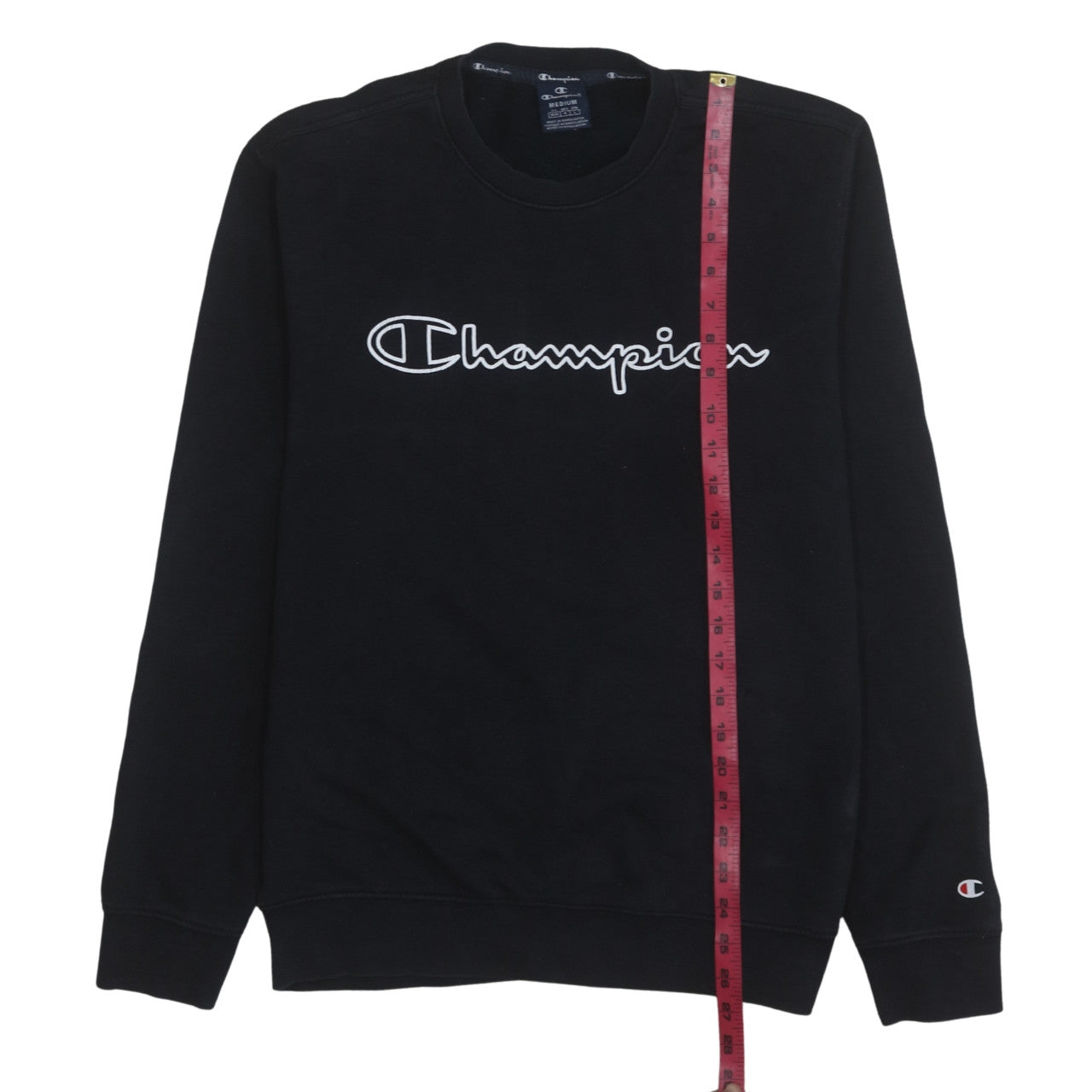 Champion Men's Black Medium Pullover Sweatshirt Logo Crew Neck